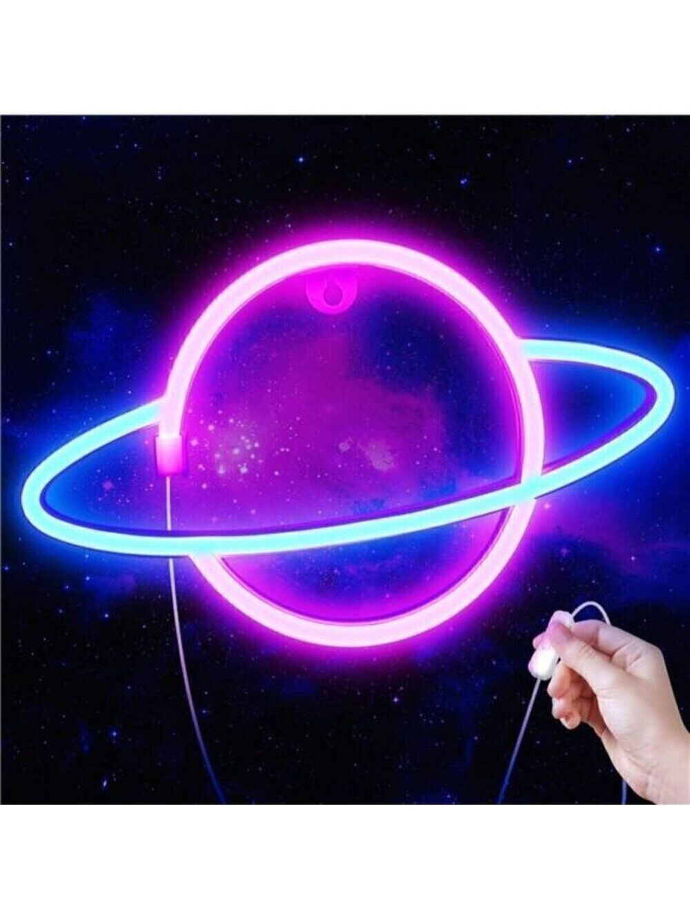 Planet Neon Sign USB Powered Light Led Wall Decor Aesthetic Hanging Saturn NEW